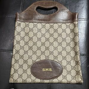 Gucci Tan and Brown Monogram Briefcase